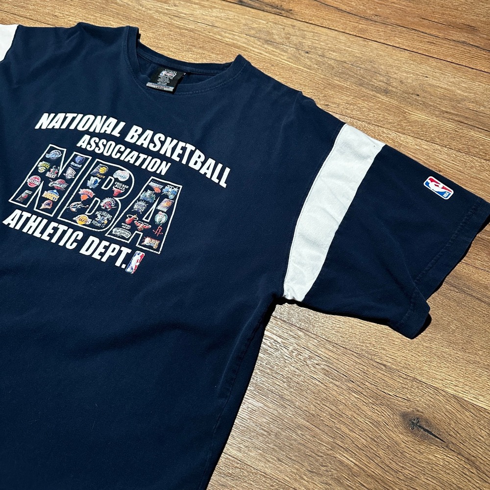 Vintage UNK NBA Navy Blue‎ Athletic Dept T-Shirt Mens Large